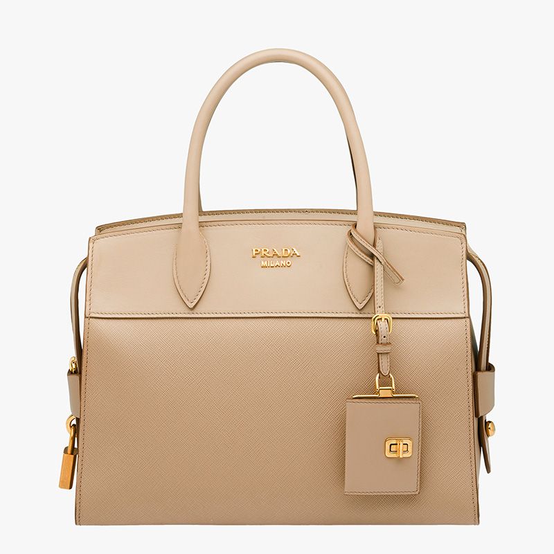 Prada 1BA046 Saffiano Leather Esplanade Bag In Apricot