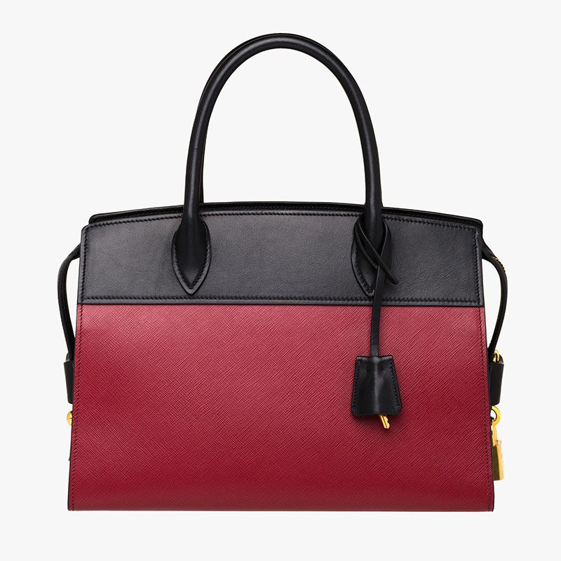 Prada 1BA046 Saffiano Leather Esplanade Bag In Red/Black