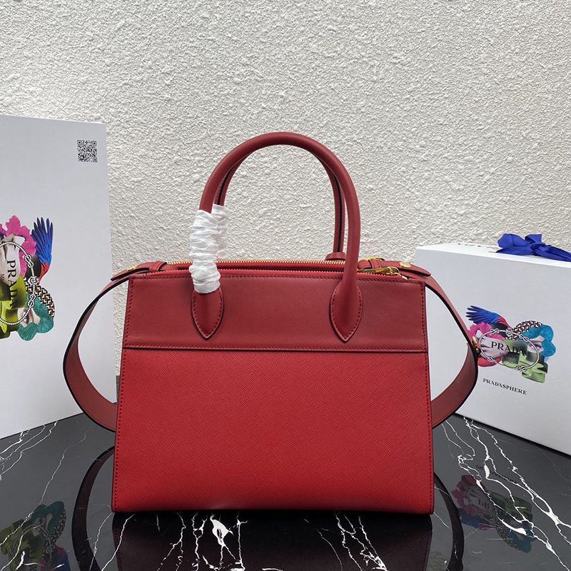 Prada 1BA102 Leather Paradigme Bag In Red