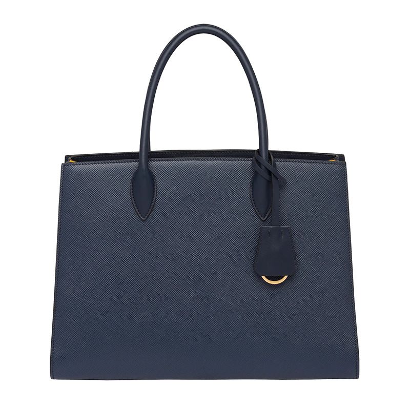 Prada 1BA153 Saffiano Leather Double Bag In Navy Blue