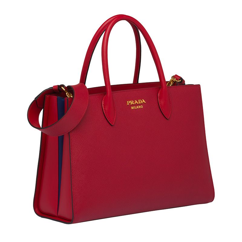 Prada 1BA153 Saffiano Leather Double Bag In Red