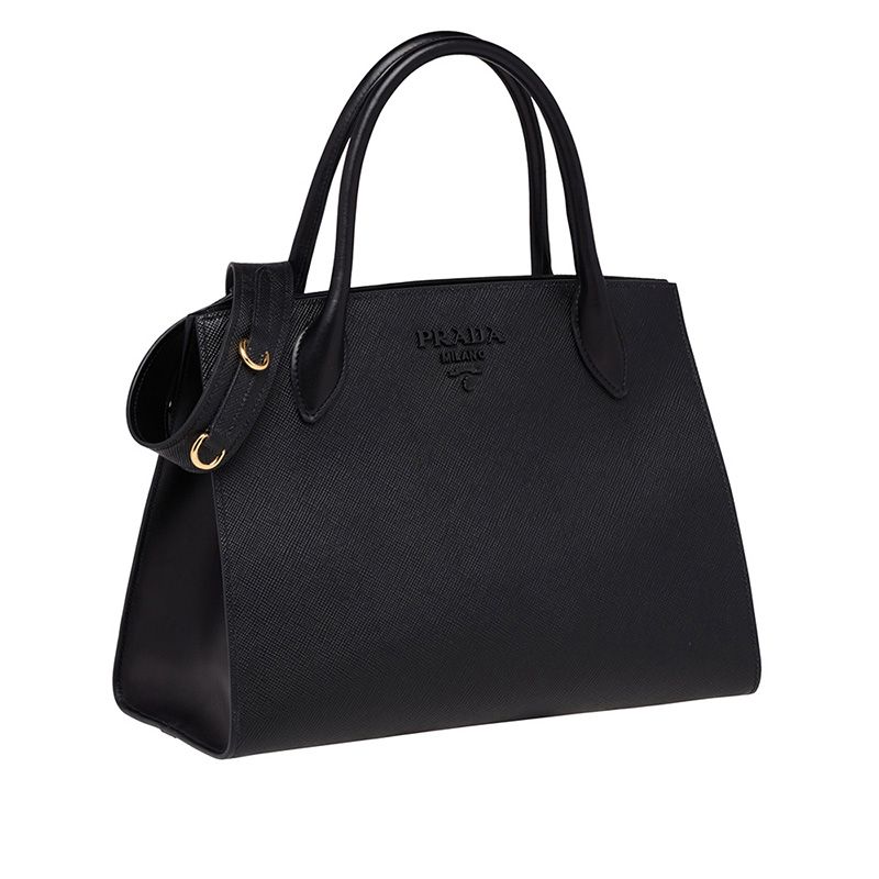 Prada 1BA155 Saffiano Leather Monochrome Bag In Black