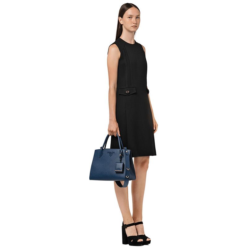 Prada 1BA155 Saffiano Leather Monochrome Bag In Blue