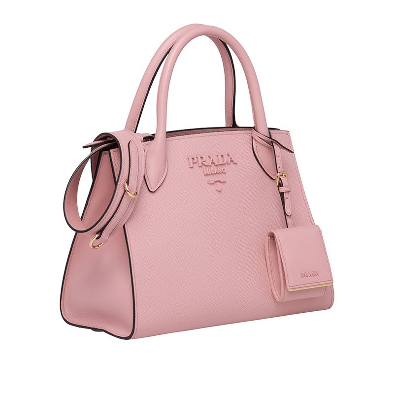 Prada 1BA156 Saffiano Leather Monochrome Bag In Pink