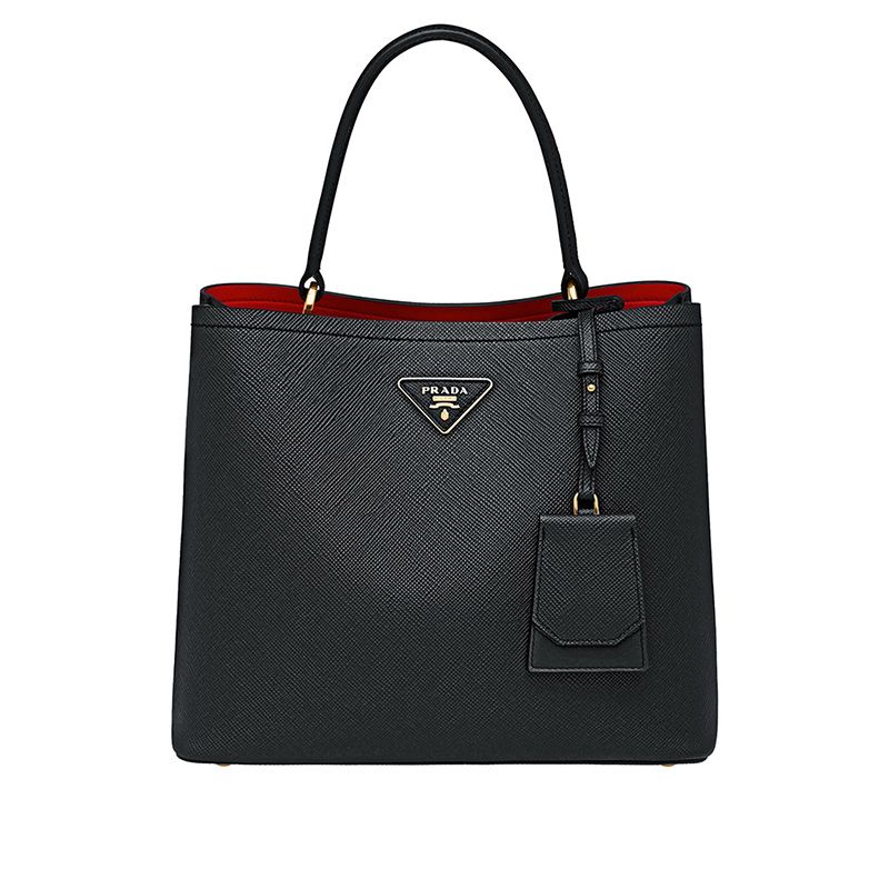 Prada 1BA211 Saffiano Leather Panier Bag In Black