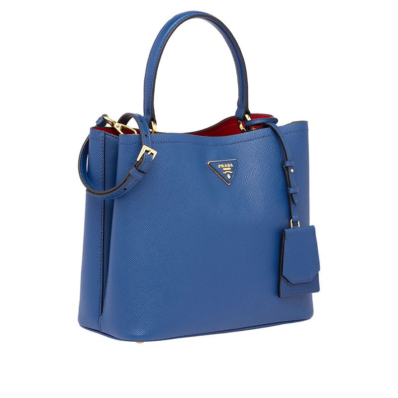 Prada 1BA211 Saffiano Leather Panier Bag In Blue