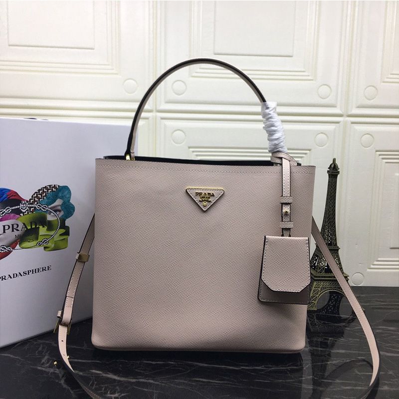 Prada 1BA211 Saffiano Leather Panier Bag In Nude