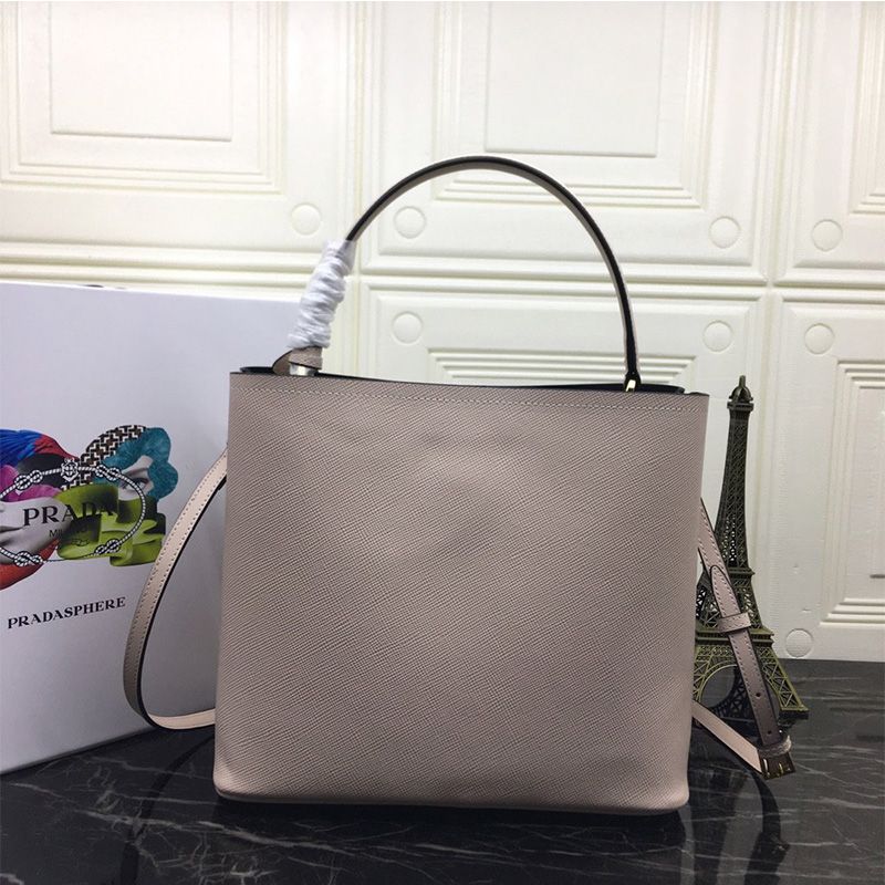 Prada 1BA211 Saffiano Leather Panier Bag In Nude