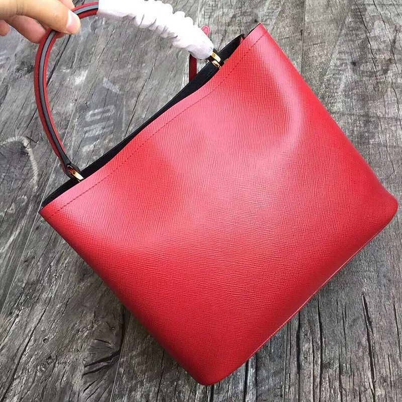 Prada 1BA211 Saffiano Leather Panier Bag In Red