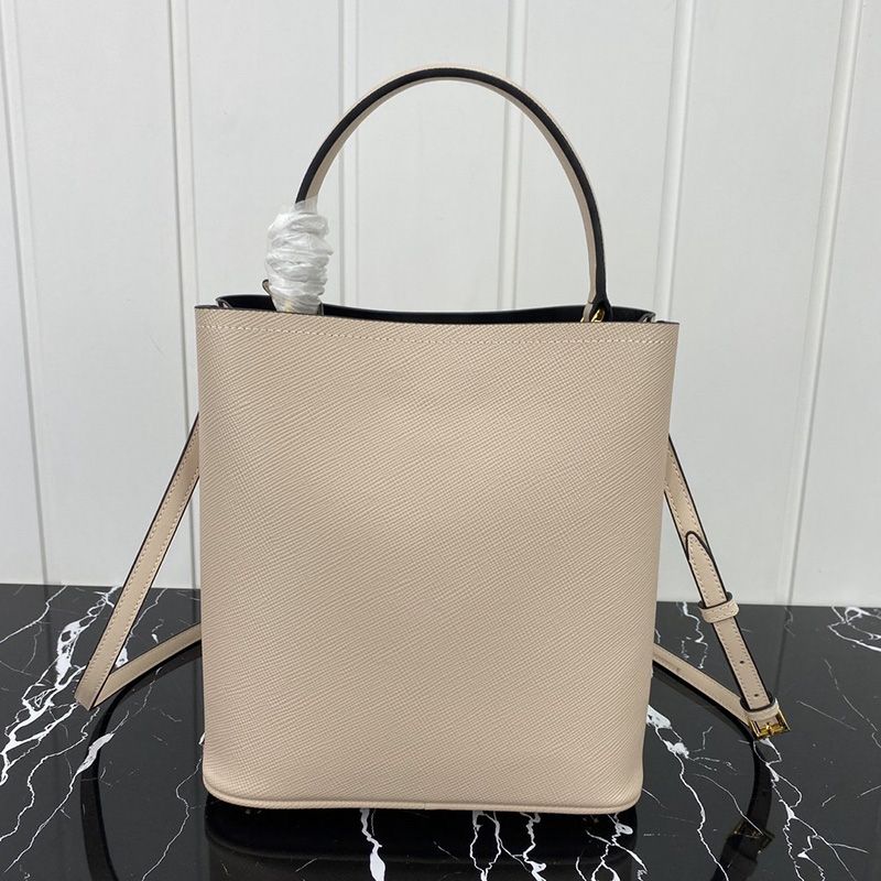 Prada 1BA212 Saffiano Leather Panier Bag In Apricot