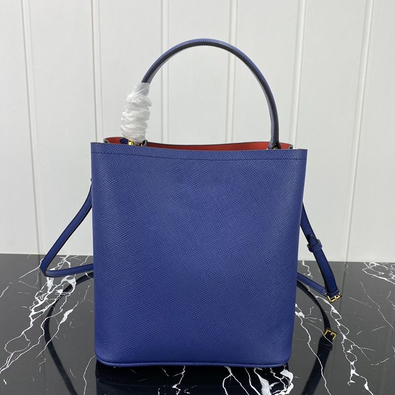 Prada 1BA212 Saffiano Leather Panier Bag In Blue