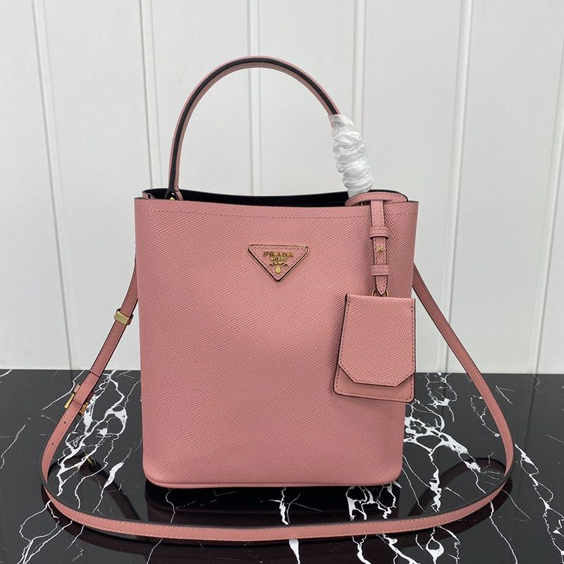 Prada 1BA212 Saffiano Leather Panier Bag In Pink