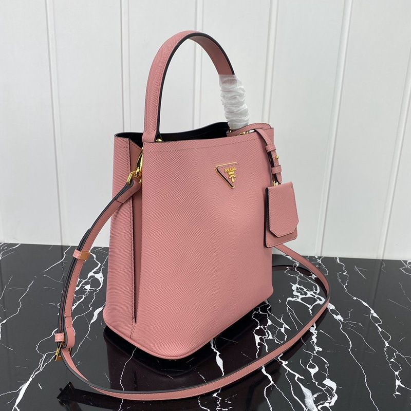 Prada 1BA212 Saffiano Leather Panier Bag In Pink