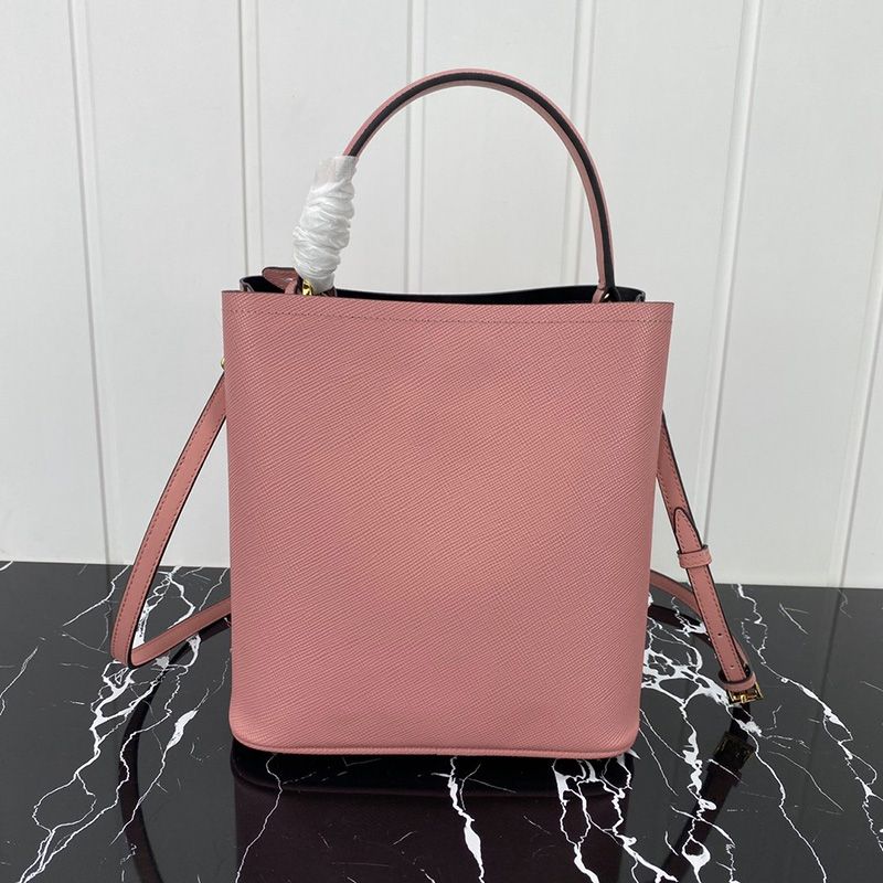 Prada 1BA212 Saffiano Leather Panier Bag In Pink