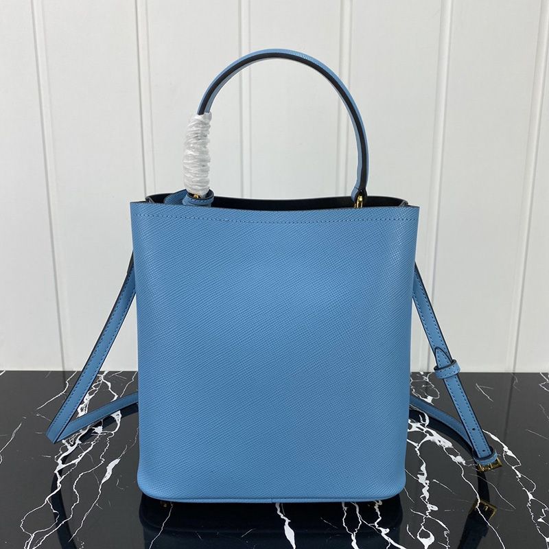 Prada 1BA212 Saffiano Leather Panier Bag In Sky Blue