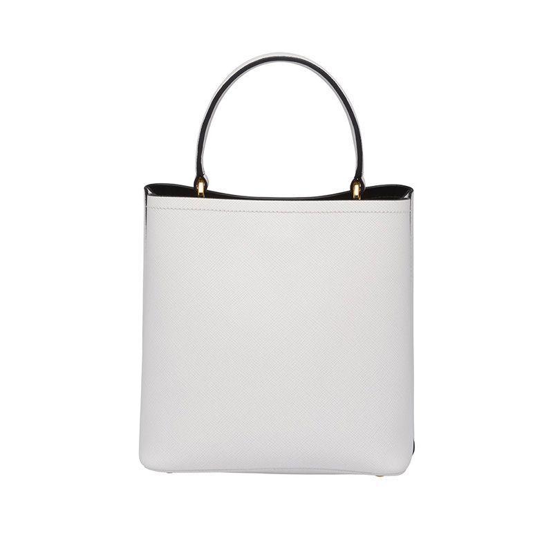 Prada 1BA212 Saffiano Leather Panier Bag In White