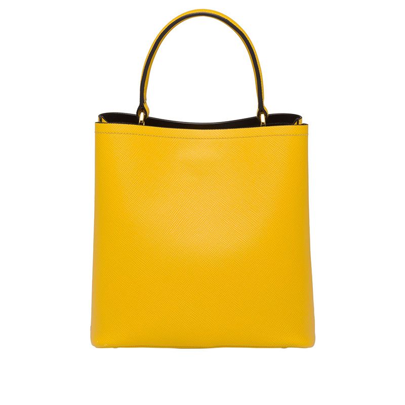 Prada 1BA212 Saffiano Leather Panier Bag In Yellow