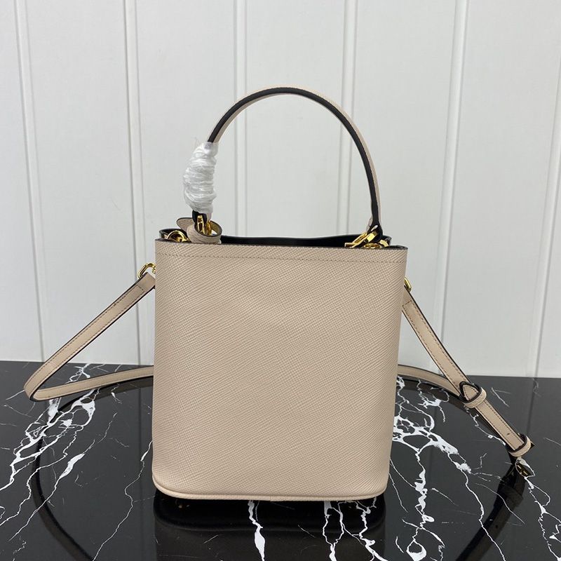 Prada 1BA217 Saffiano Leather Panier Bag In Apricot