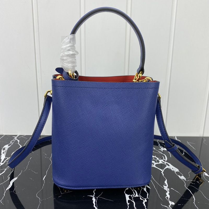 Prada 1BA217 Saffiano Leather Panier Bag In Blue