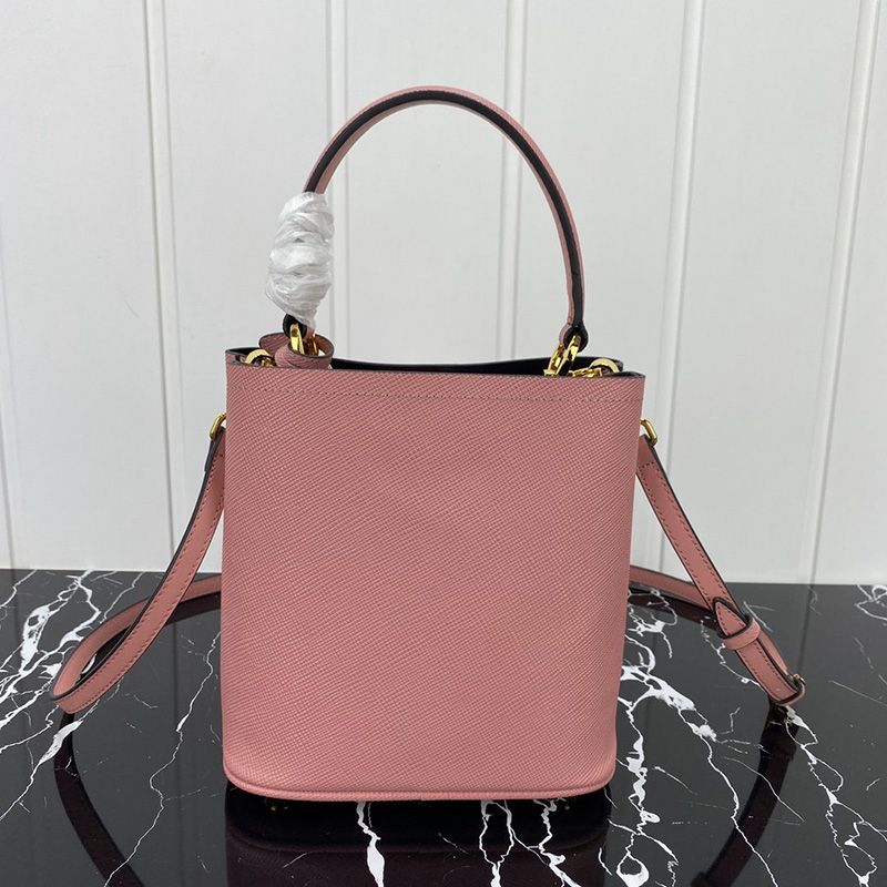 Prada 1BA217 Saffiano Leather Panier Bag In Pink