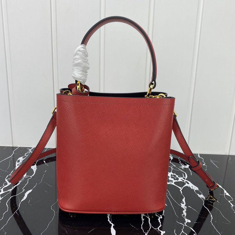 Prada 1BA217 Saffiano Leather Panier Bag In Red