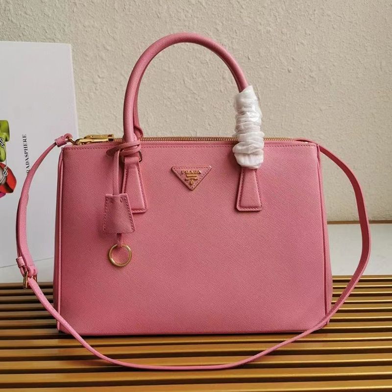 Prada 1BA274 Saffiano Leather Galleria Bag In Cherry