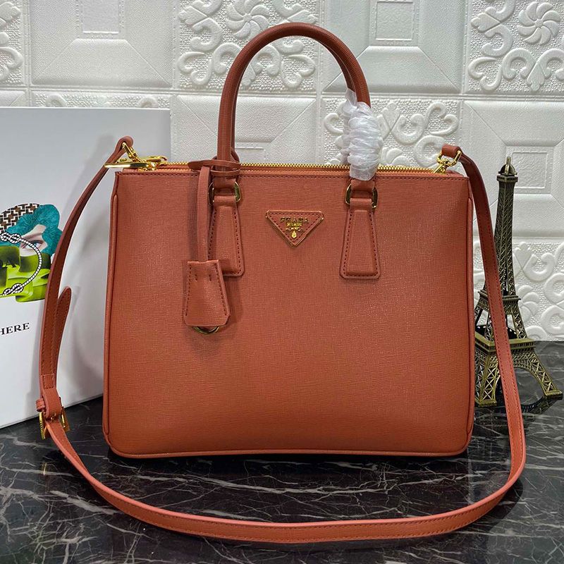 Prada 1BA274 Saffiano Leather Galleria Bag In Coffee