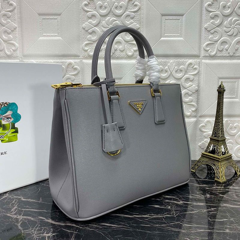 Prada 1BA274 Saffiano Leather Galleria Bag In Grey