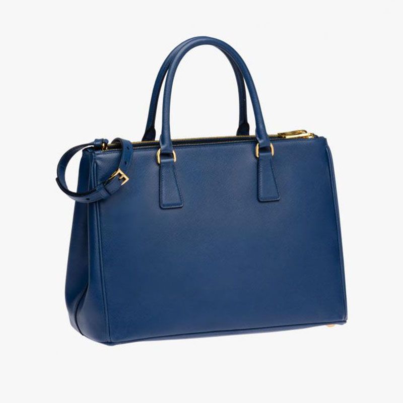 Prada 1BA274 Saffiano Leather Galleria Bag In Navy Blue