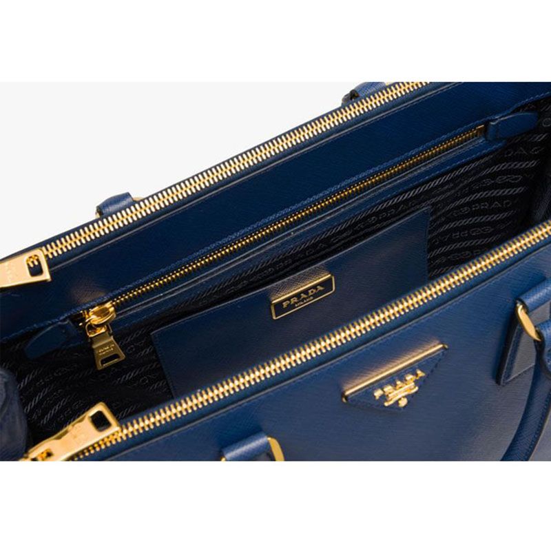 Prada 1BA274 Saffiano Leather Galleria Bag In Navy Blue