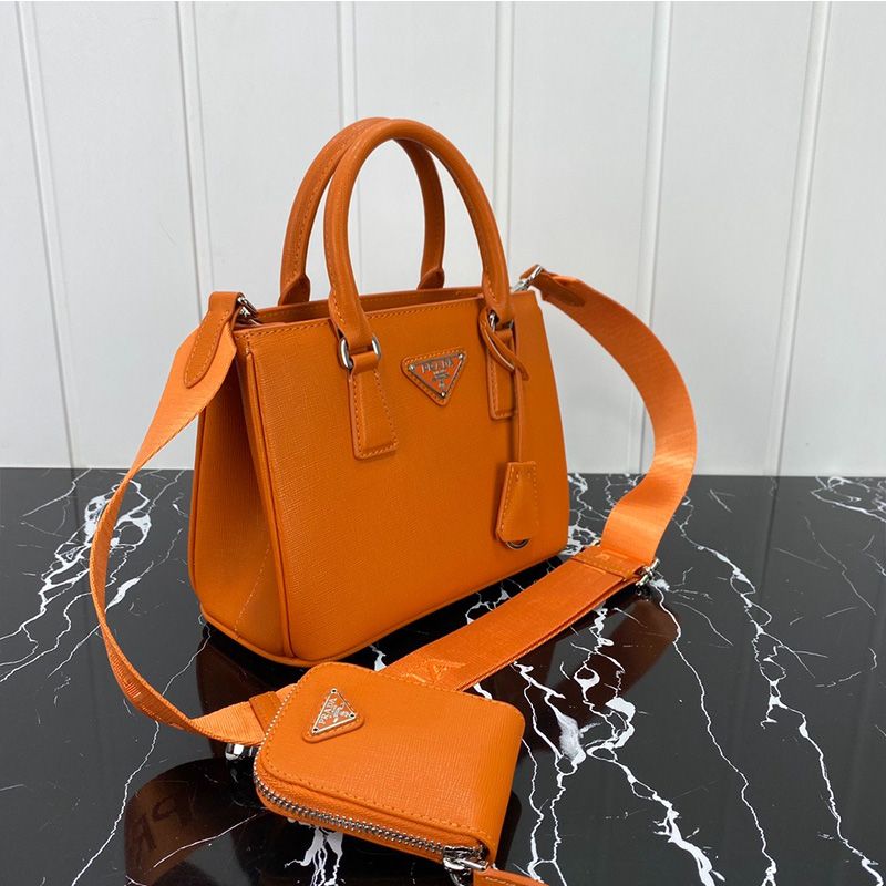 Prada 1BA296 Mini Saffiano Leather Galleria Bag In Orange