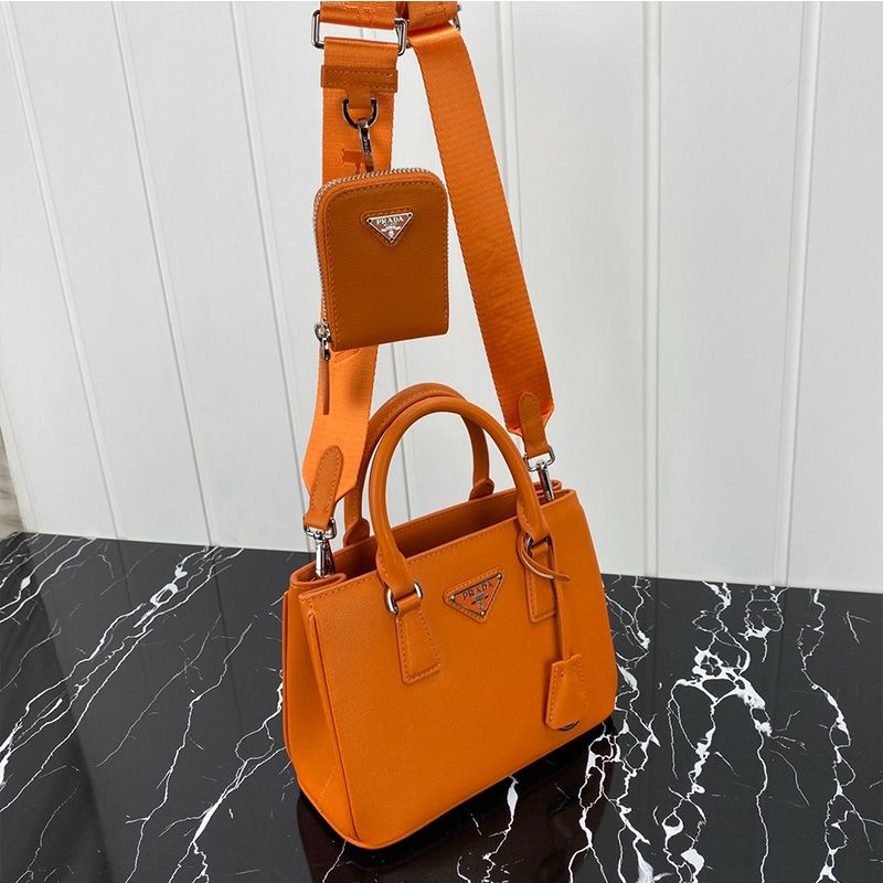 Prada 1BA296 Mini Saffiano Leather Galleria Bag In Orange