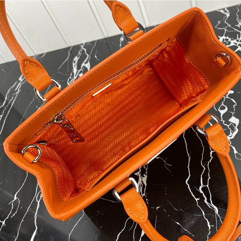 Prada 1BA296 Mini Saffiano Leather Galleria Bag In Orange