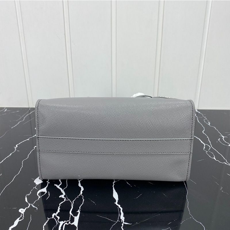 Prada 1BA297 Saffiano Leather Kristen Handbag In Grey