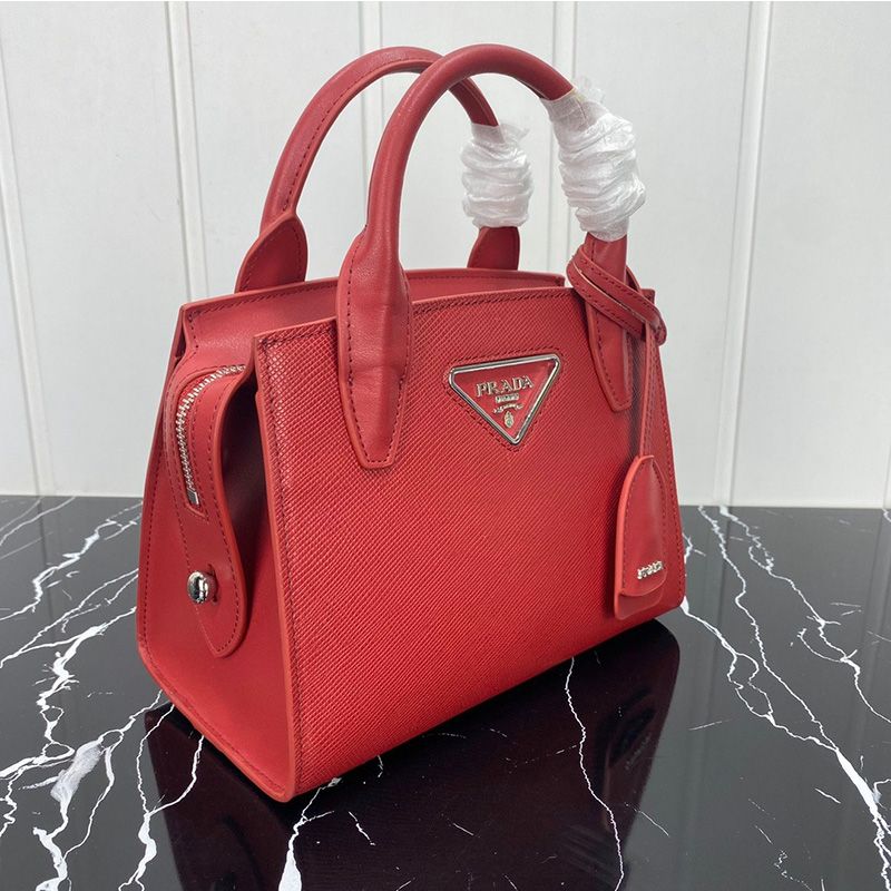 Prada 1BA297 Saffiano Leather Kristen Handbag In Red