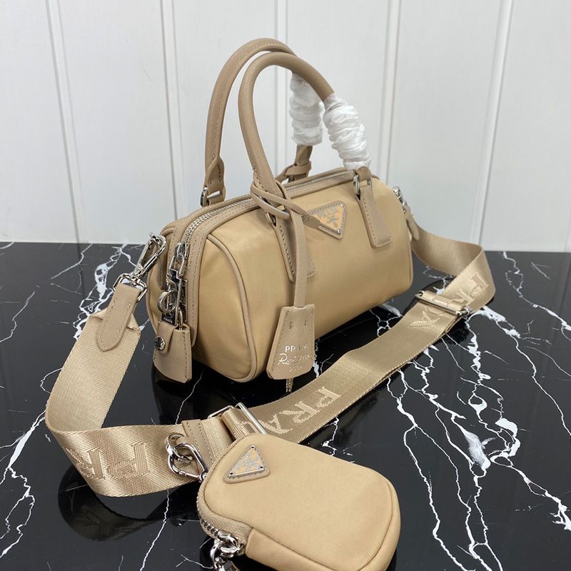 Prada 1BA846 Saffiano Leather Tote In Khaki