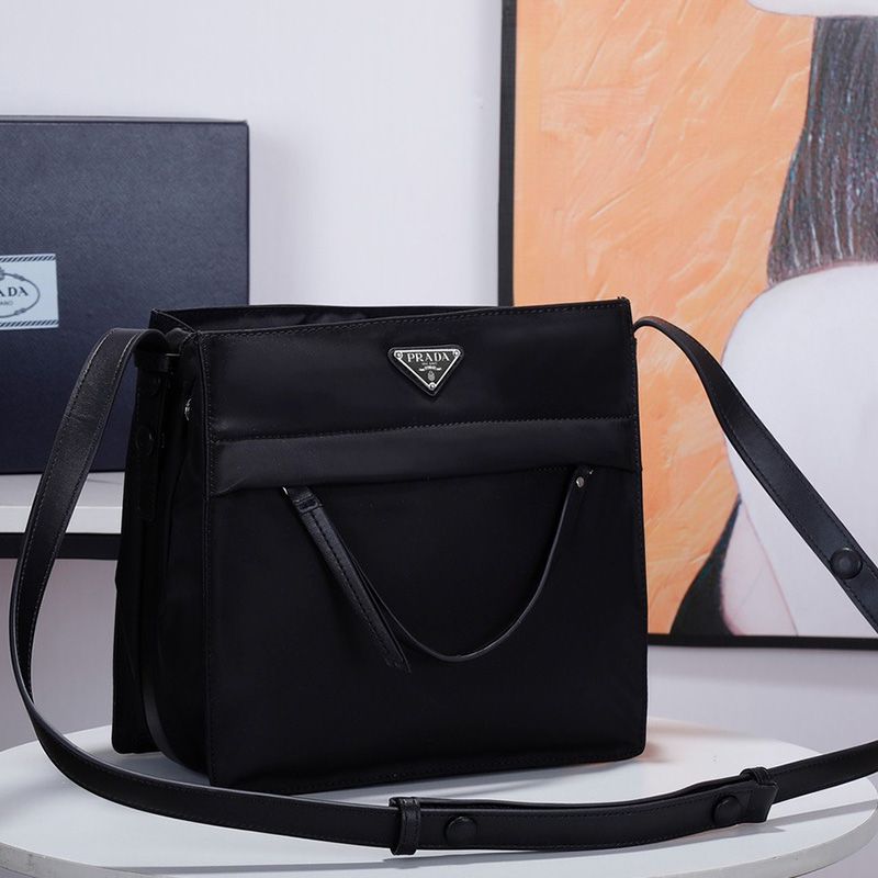 Prada 1BC308 Nylon Cross-Body Bag In Black