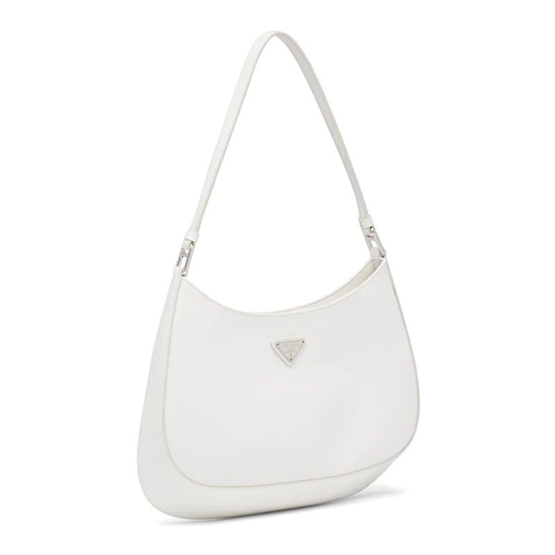 Prada 1BC499 Brushed Leather Cleo Bag White