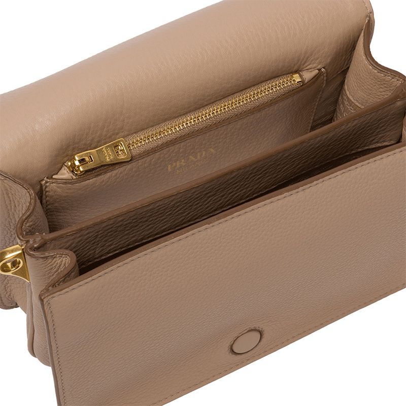 Prada 1BD102 Calf Leather Shoulder Bag In Apricot