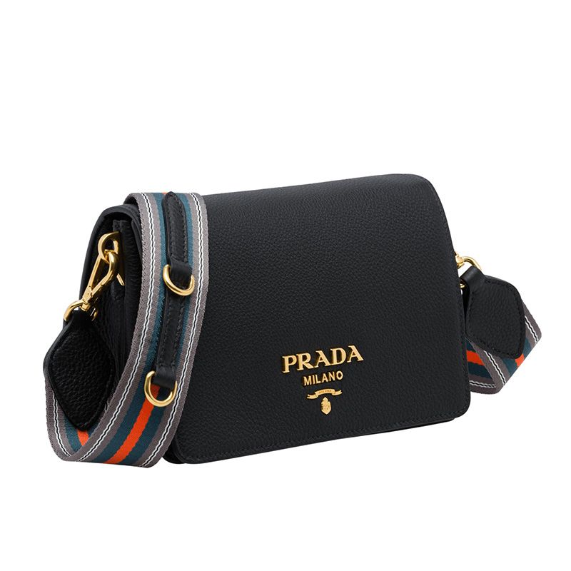 Prada 1BD102 Calf Leather Shoulder Bag In Black