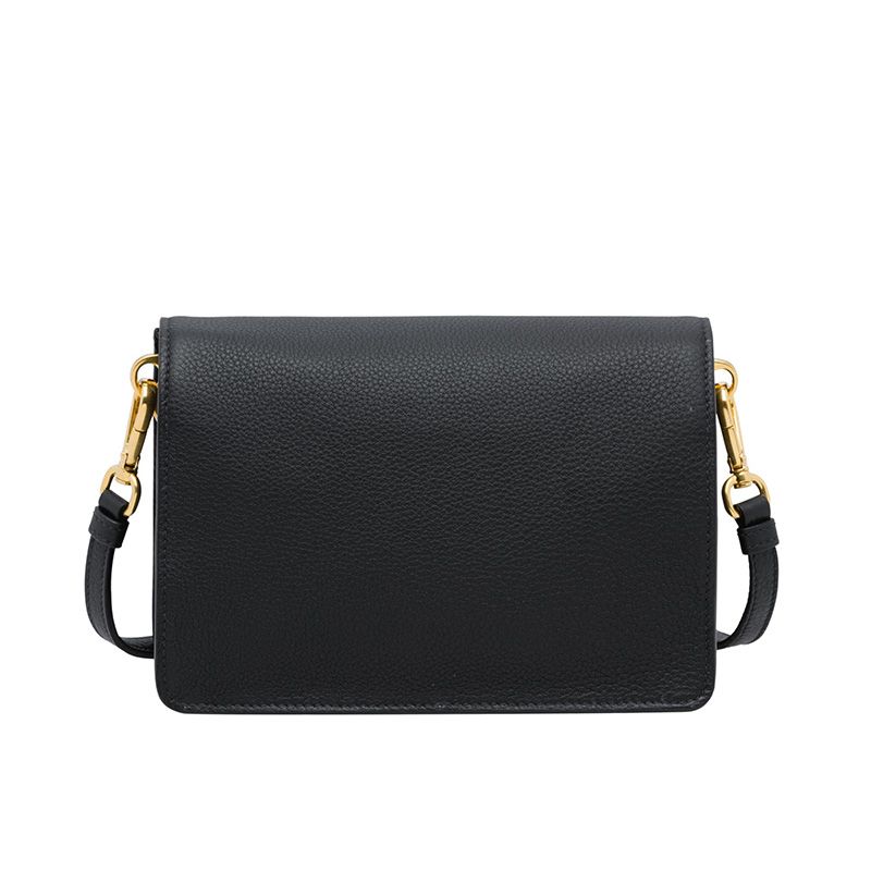 Prada 1BD102 Calf Leather Shoulder Bag In Black