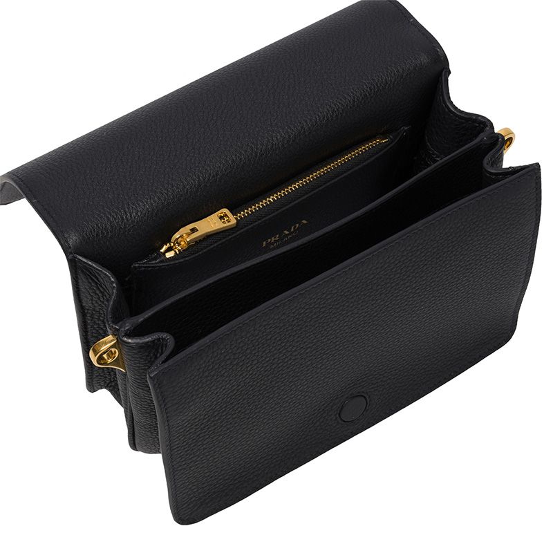 Prada 1BD102 Calf Leather Shoulder Bag In Black