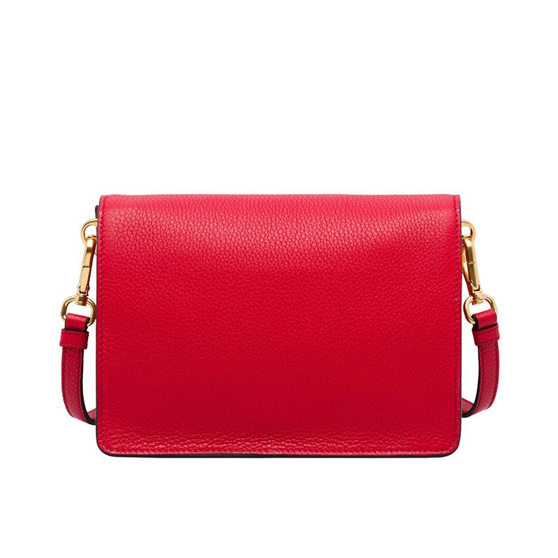 Prada 1BD102 Calf Leather Shoulder Bag In Red