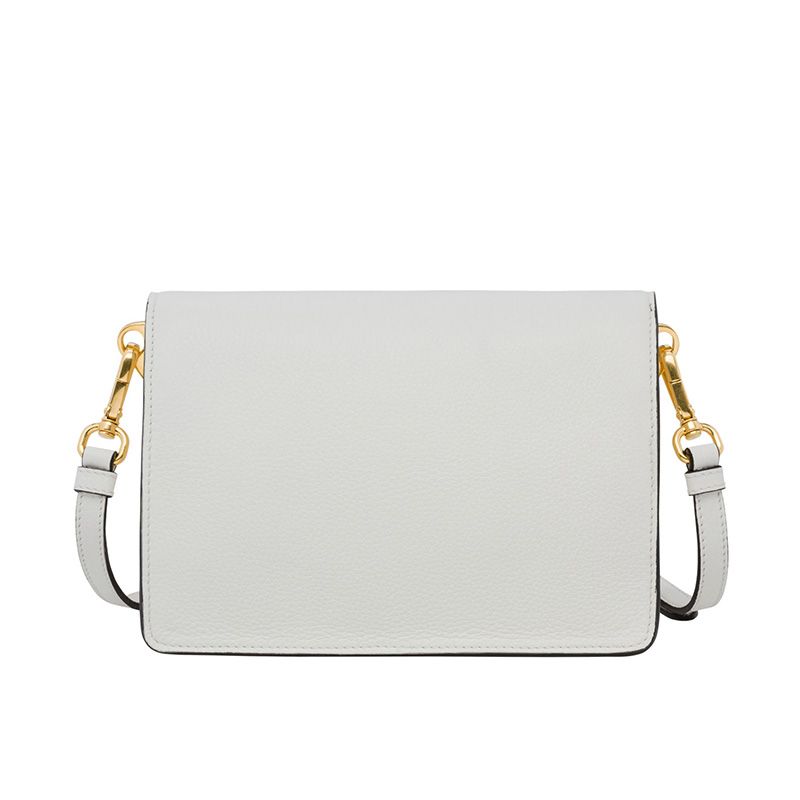 Prada 1BD102 Calf Leather Shoulder Bag In White