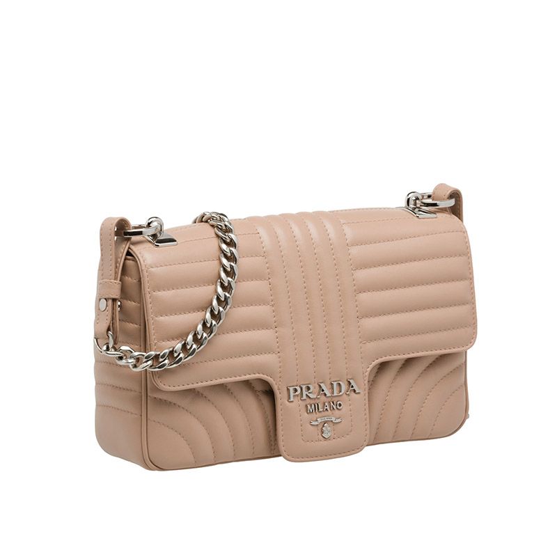 Prada 1BD108 Calf Leather Diagramme Bag In Apricot