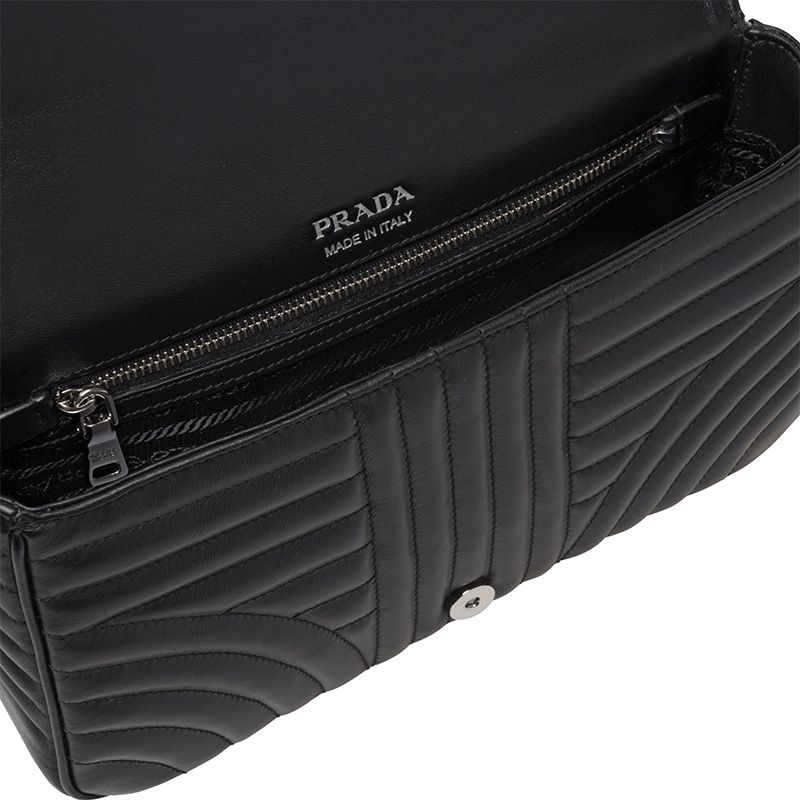 Prada 1BD108 Calf Leather Diagramme Bag In Black