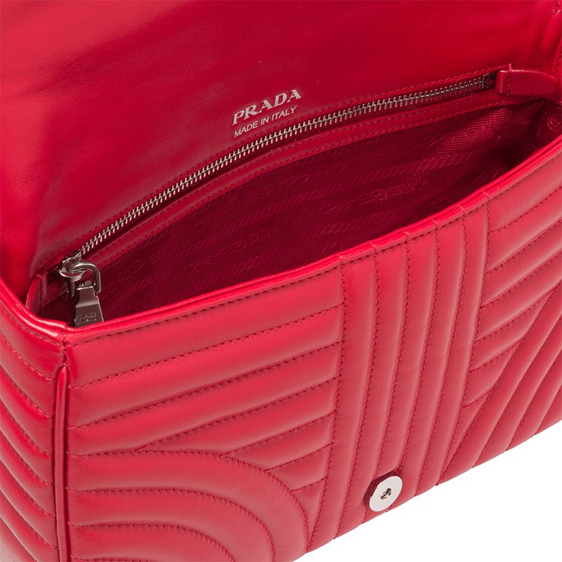 Prada 1BD108 Calf Leather Diagramme Bag In Red