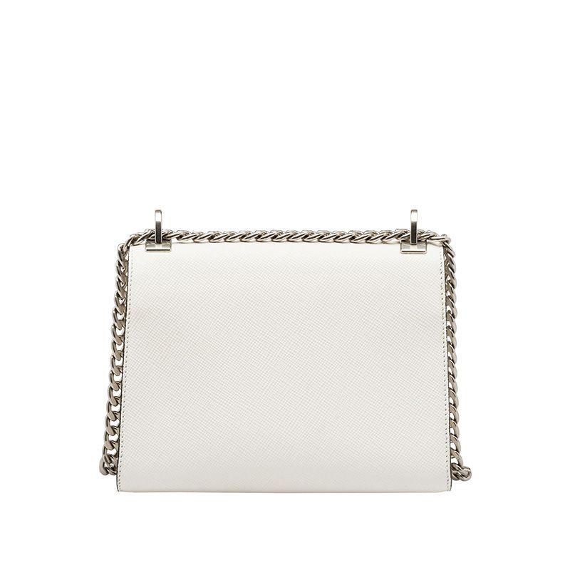 Prada 1BD127 Saffiano Leather Monochrome Bag In White