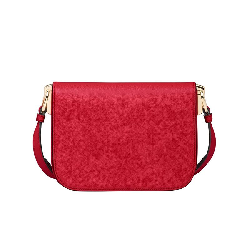 Prada 1BD217 Saffiano Leather Embleme Bag In Red