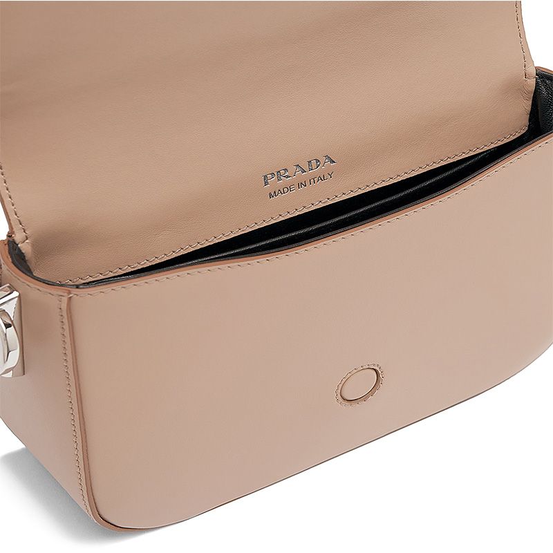 Prada 1BD249 Saffiano Leather Prada Identity Shoulder Bag In Apricot